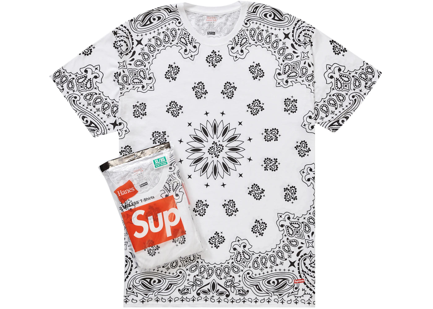 Supreme Hanes Bandana Tagless Tees (2 Pack) White - vue secondaire A