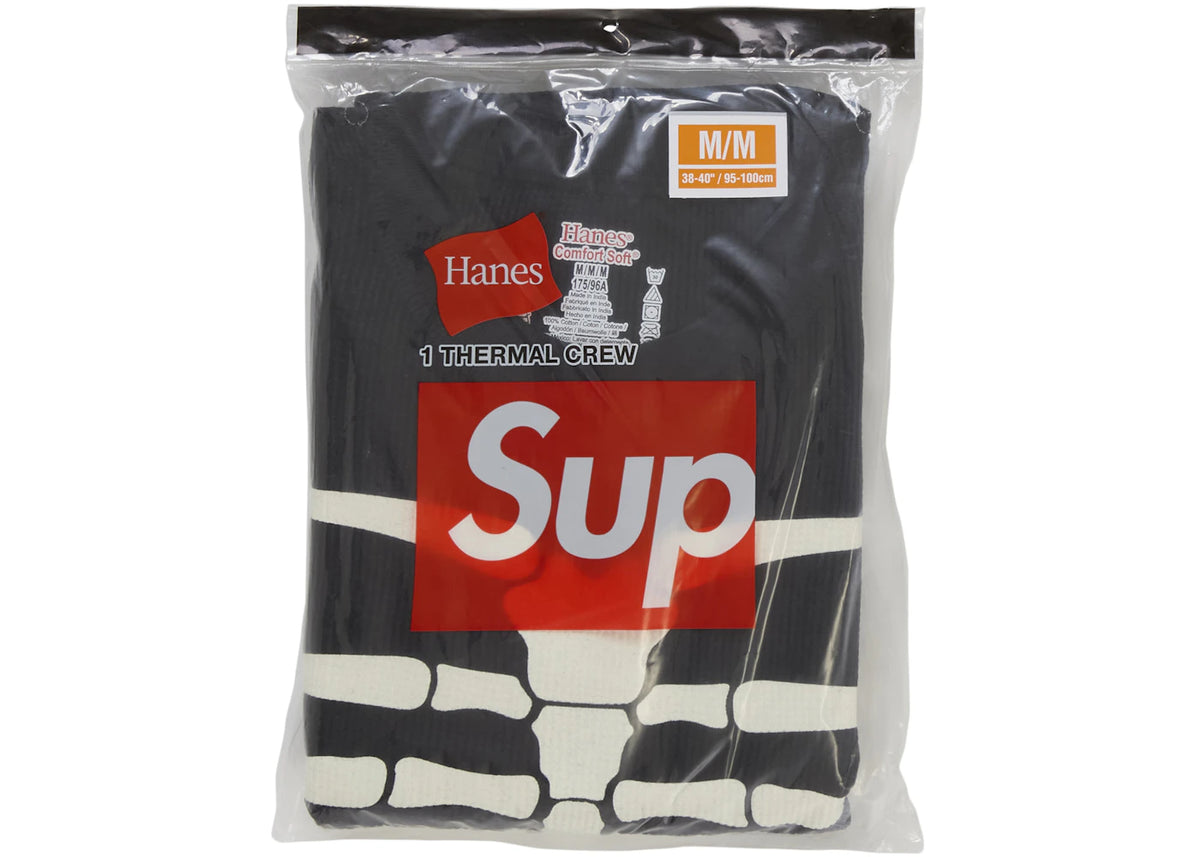 Supreme Hanes Bones Thermal Crew FW25 (1 Pack) Black - vue secondaire B