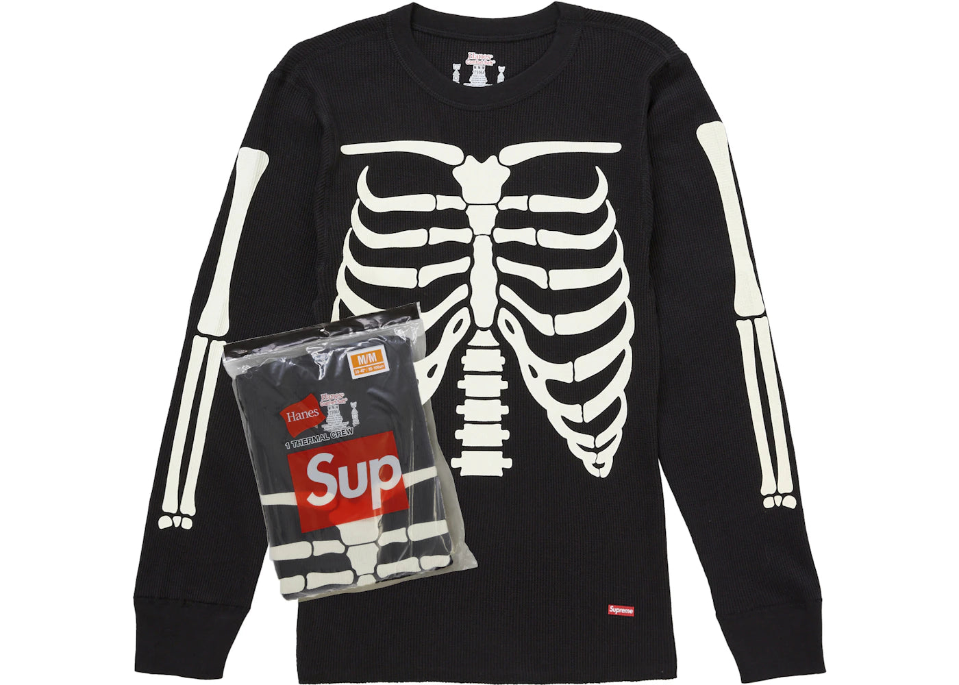 Supreme Hanes Bones Thermal Crew FW25 (1 Pack) Black - vue secondaire A