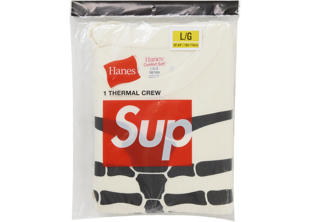 Supreme Hanes Bones Thermal Crew FW25 (1 Pack) White - vue secondaire B