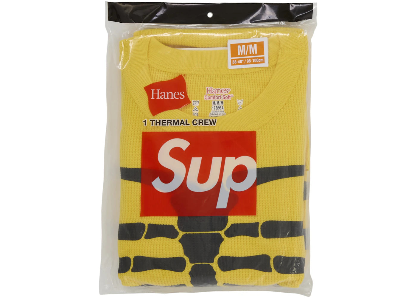 Supreme Hanes Bones Thermal Crew FW25 (1 Stück) Gelb - vue secondaire B