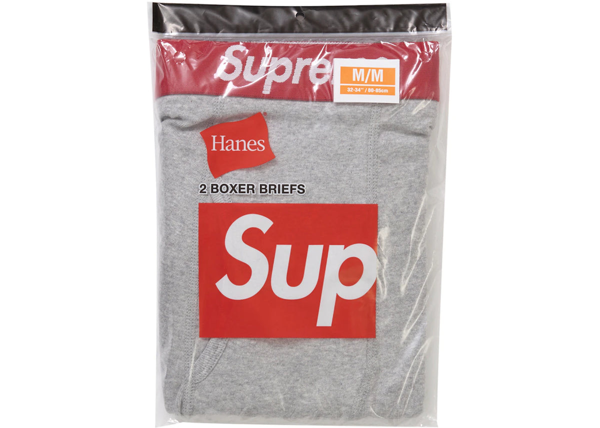 Supreme Hanes Boxer Briefs (2 Pack) Heather Grey - vue secondaire B