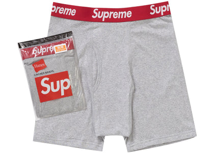 Supreme Hanes Boxer Briefs (2 Pack) Heather Grey - authentic Supreme product