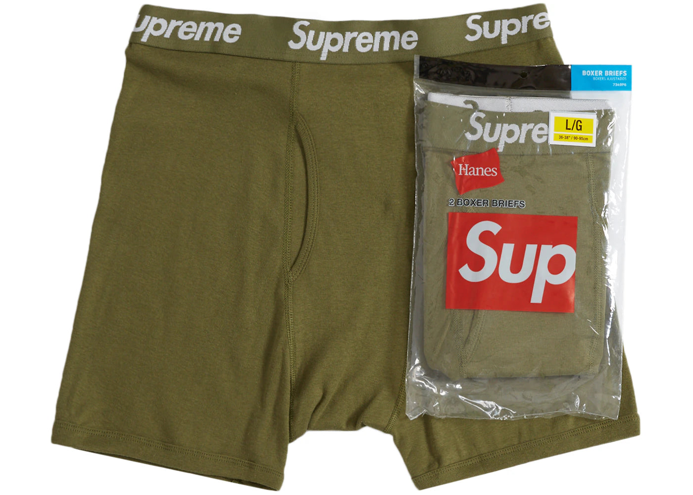 Supreme Hanes Boxer Briefs (2 Pack) Olive - vue secondaire A