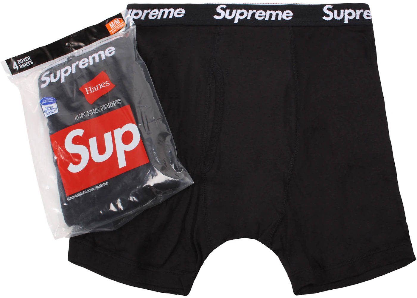 Supreme Hanes Boxer Briefs (4 Pack) Black - vue 360