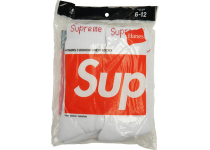 Supreme Hanes Crew Socks (4 Pack) White - authentic Supreme product