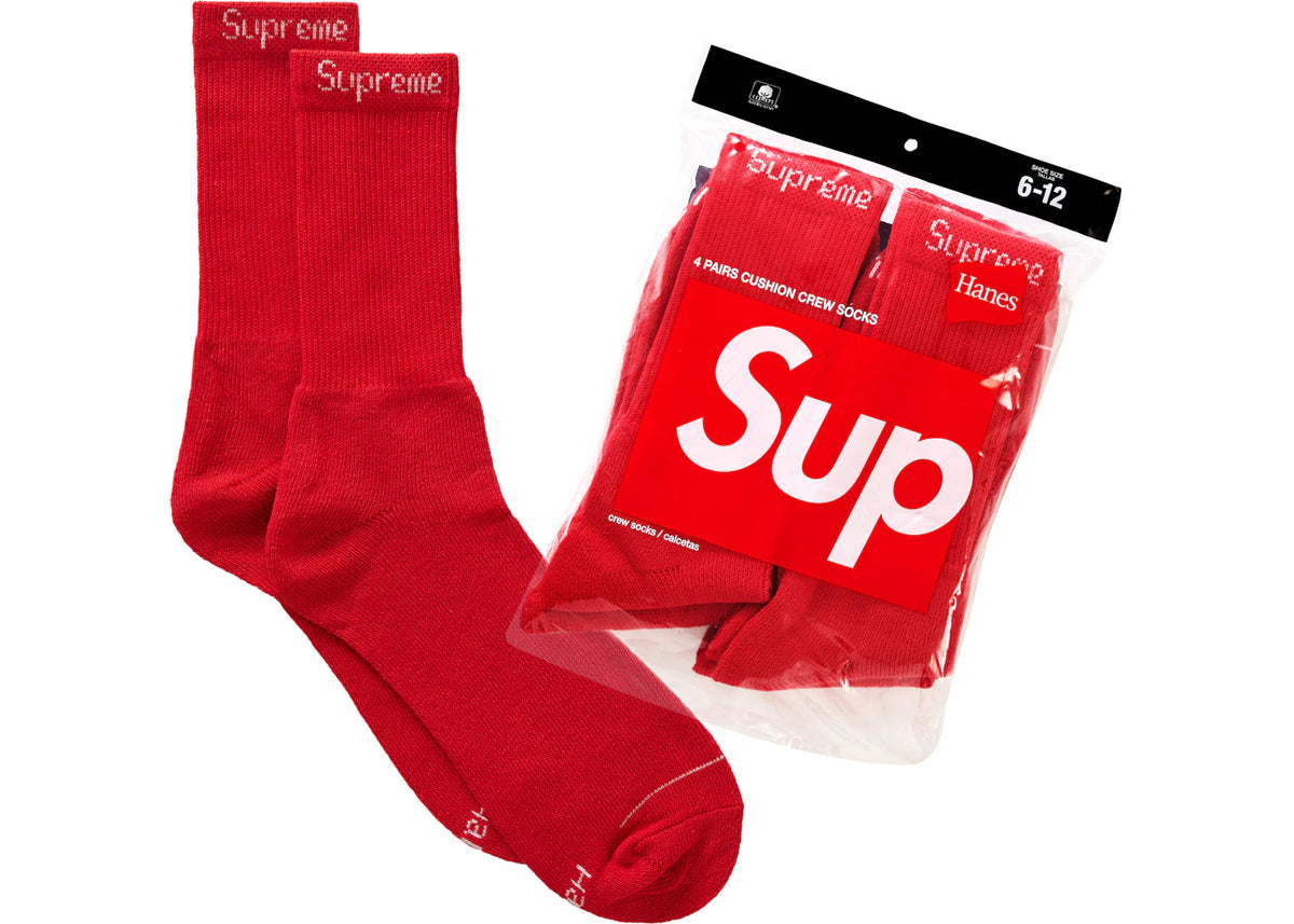 Supreme Hanes Socks (4 Pack) Red - vue secondaire A