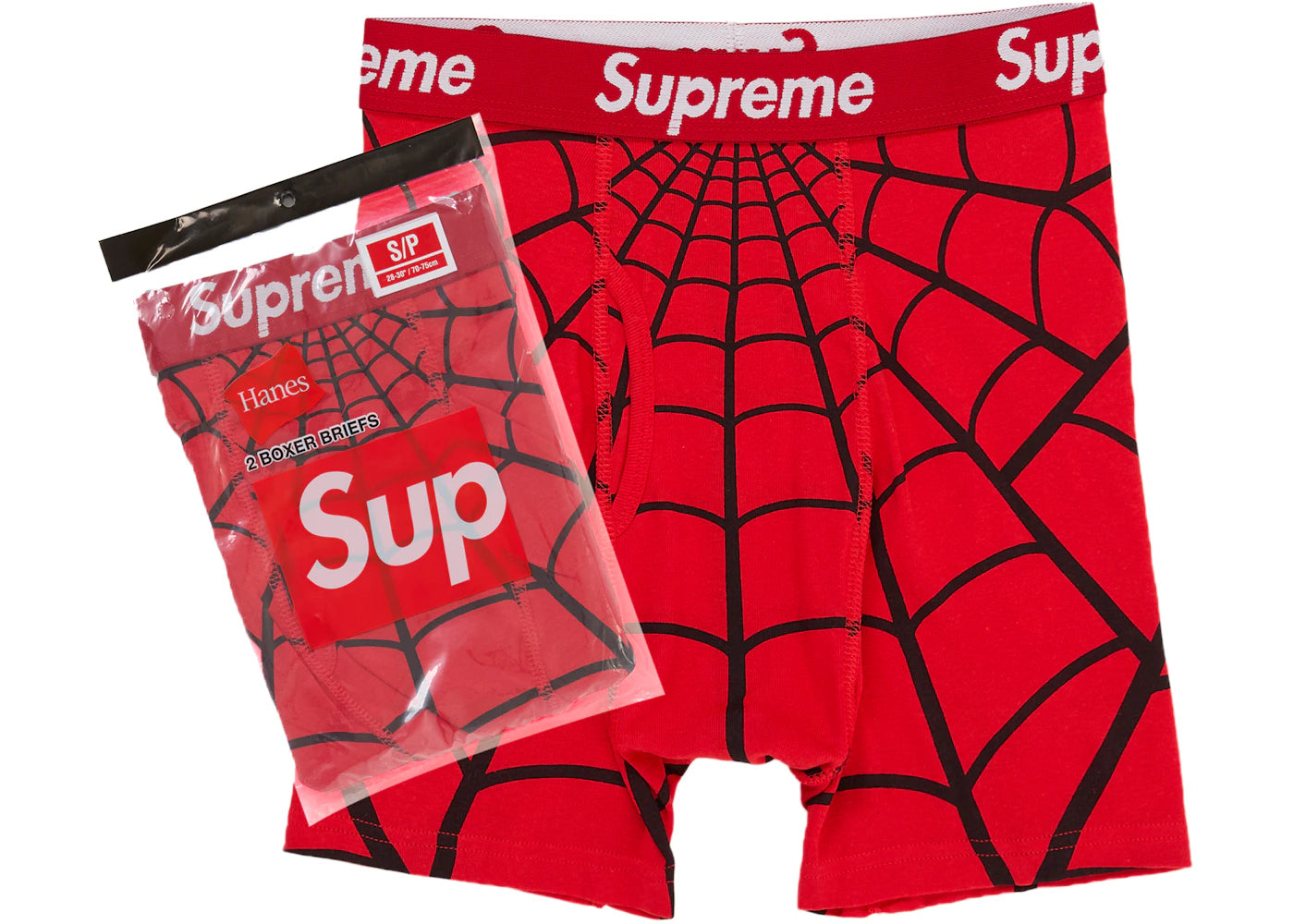 Supreme Hanes Spider-Man Boxer Briefs (2 Pack) Red - vue 360
