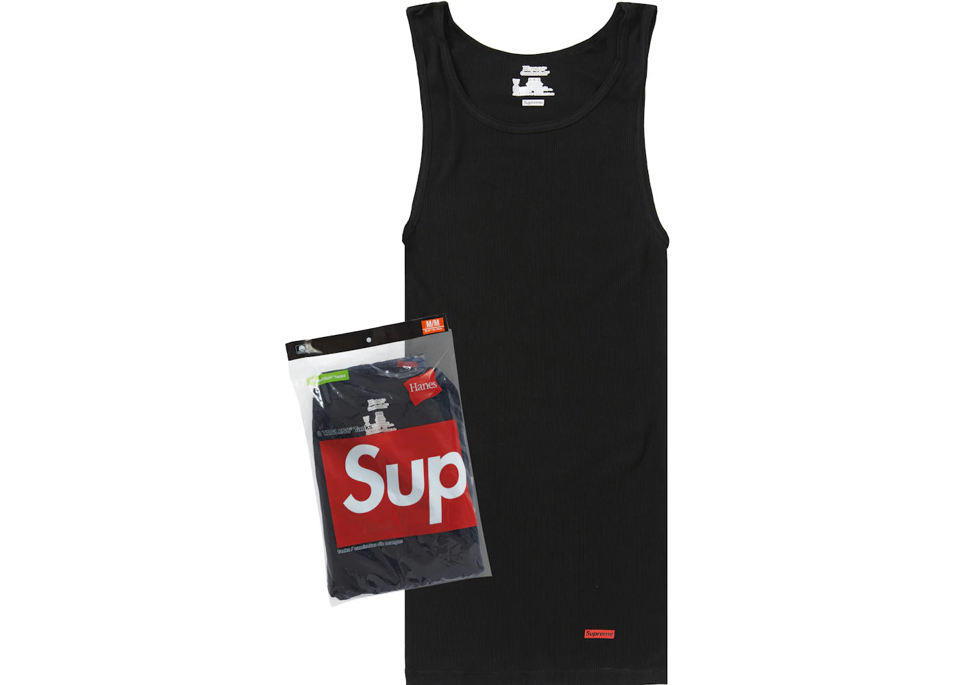 Supreme Hanes Tagless Tank Tops (3 Pack) Black - vue 360