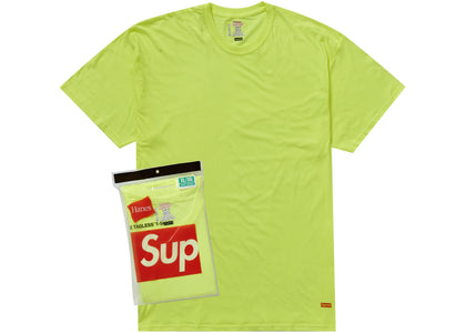 Supreme Hanes Tagless Tees (2 Pack) Flourescent Yellow sneakers - authentic Supreme shoes