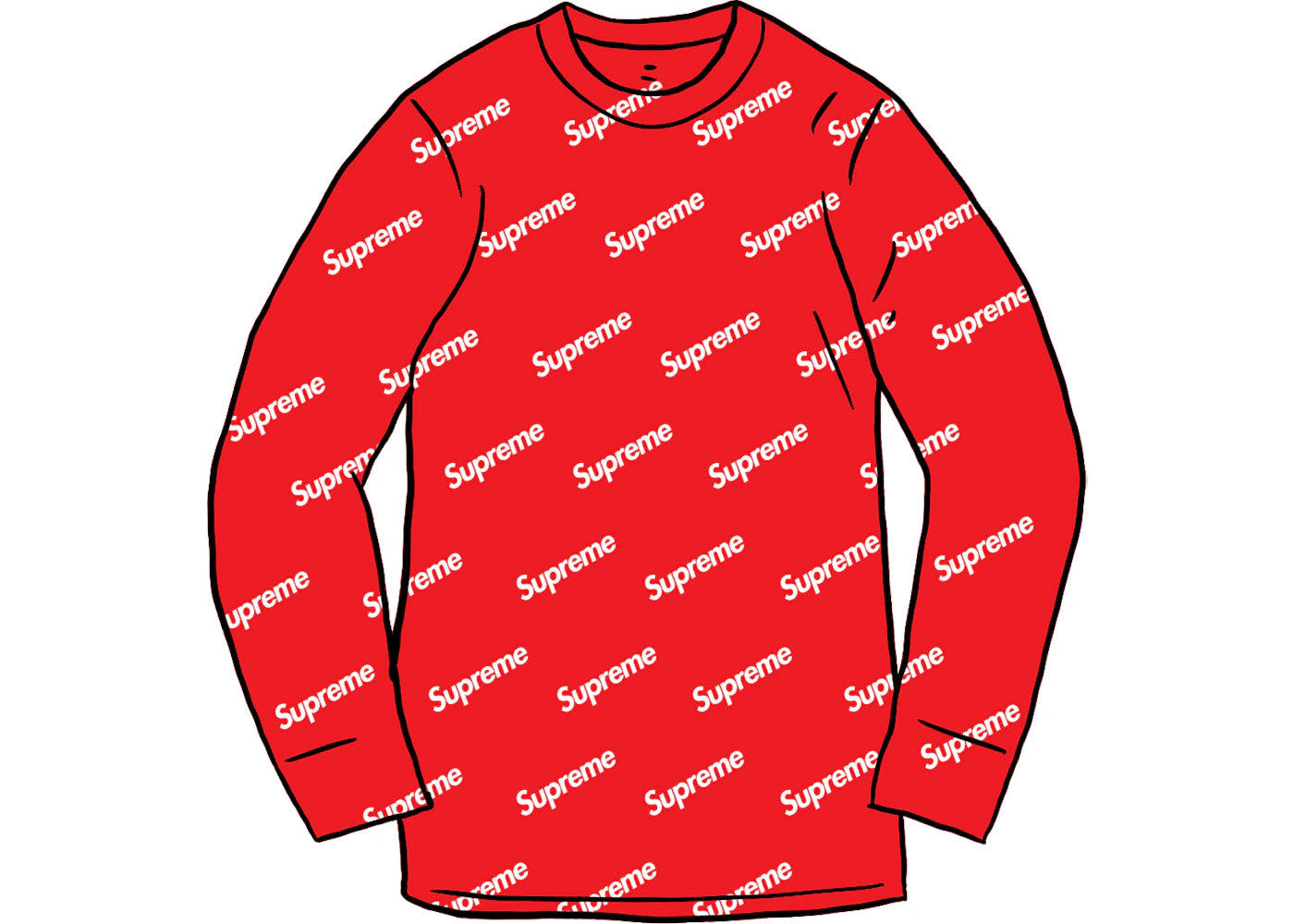 Supreme Hanes Thermal Crew (1 Pack) Red Logos - vue secondaire A