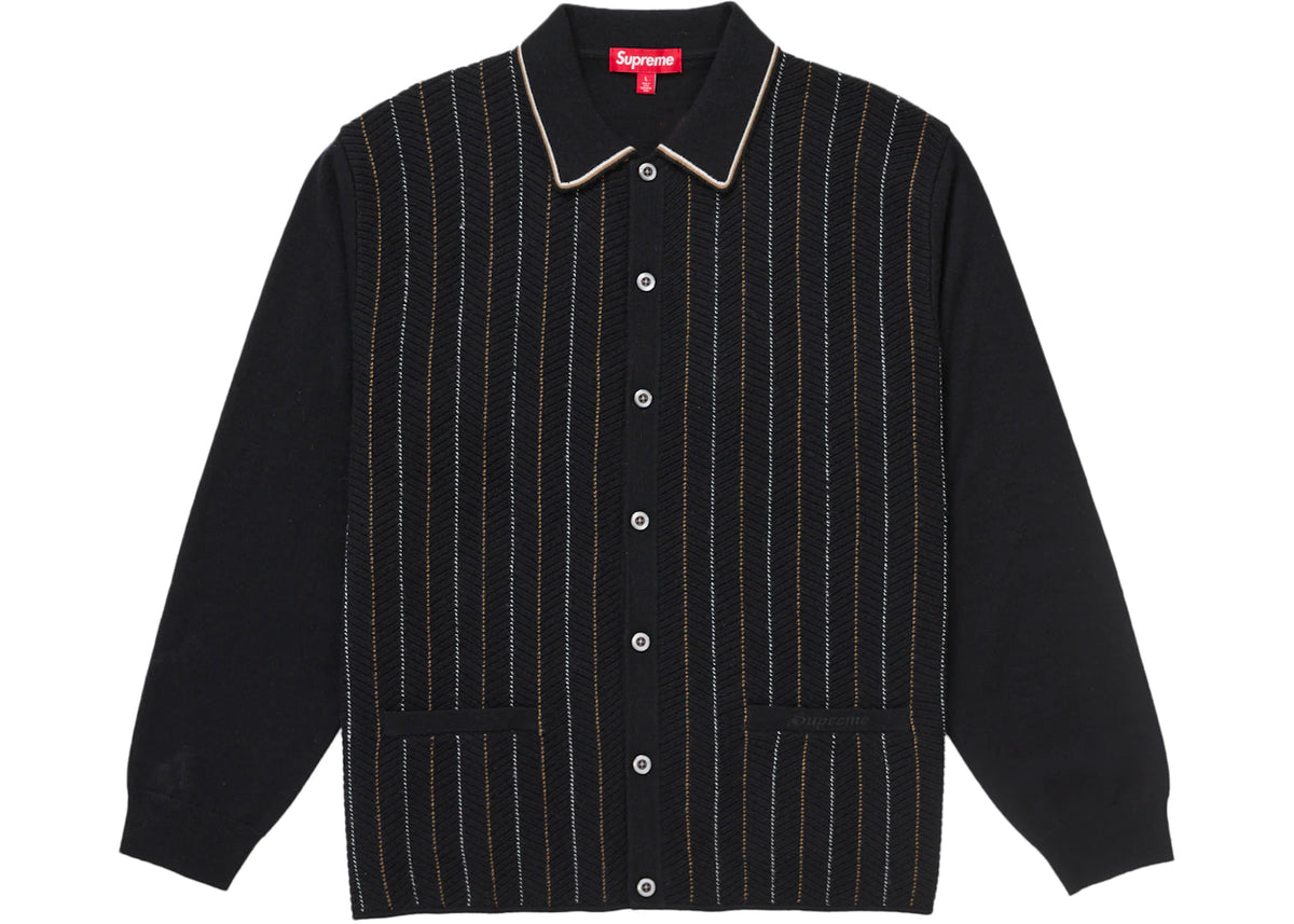 Supreme Herringbone Cardigan Black - vue secondaire B