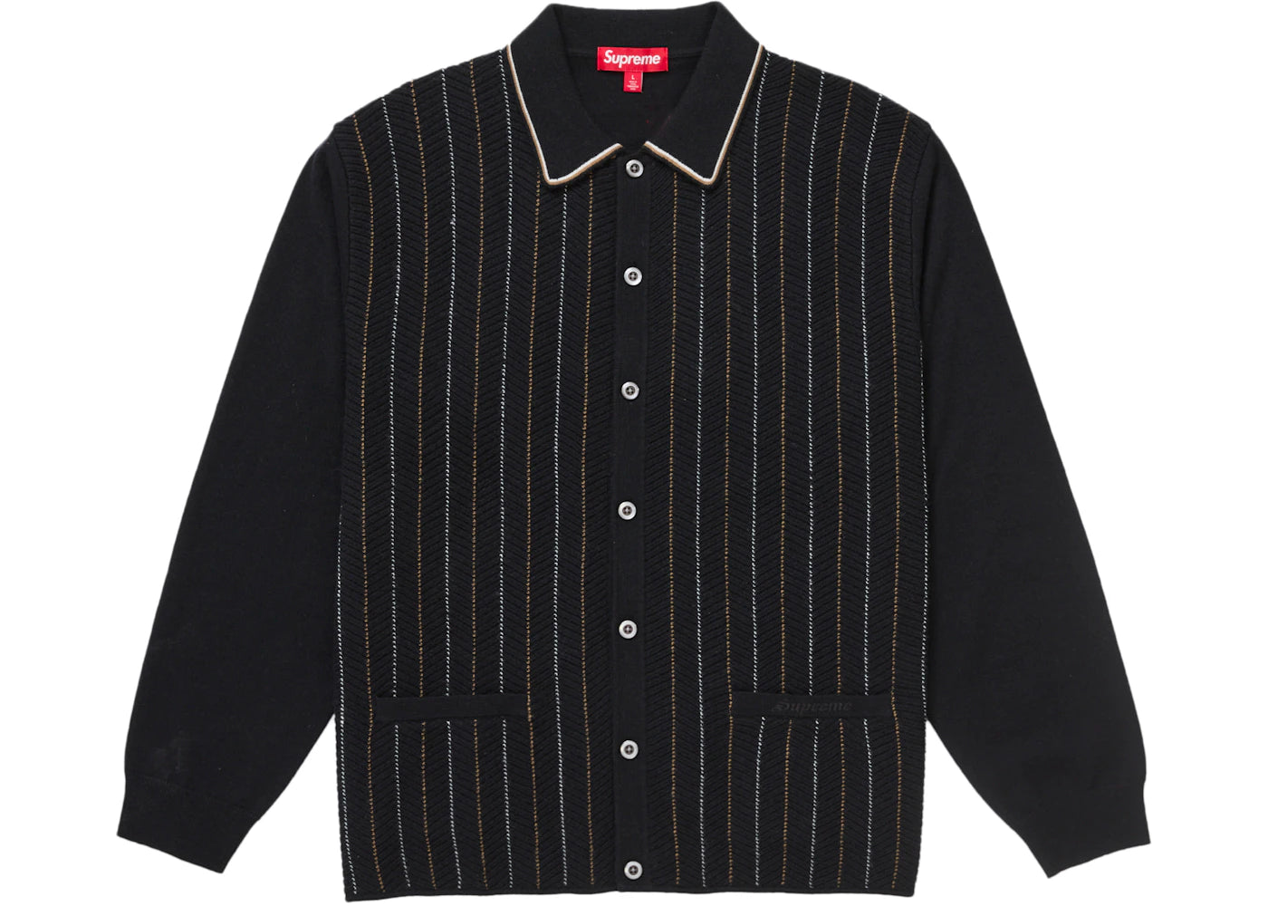 Supreme Herringbone Cardigan Black - vue secondaire A