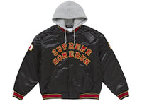 Supreme Homerun Satin Hooded Varsity Jacket Black