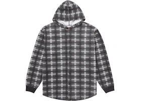 Supreme Hooded Plaid Knit Shirt Black - authentic Supreme apparel