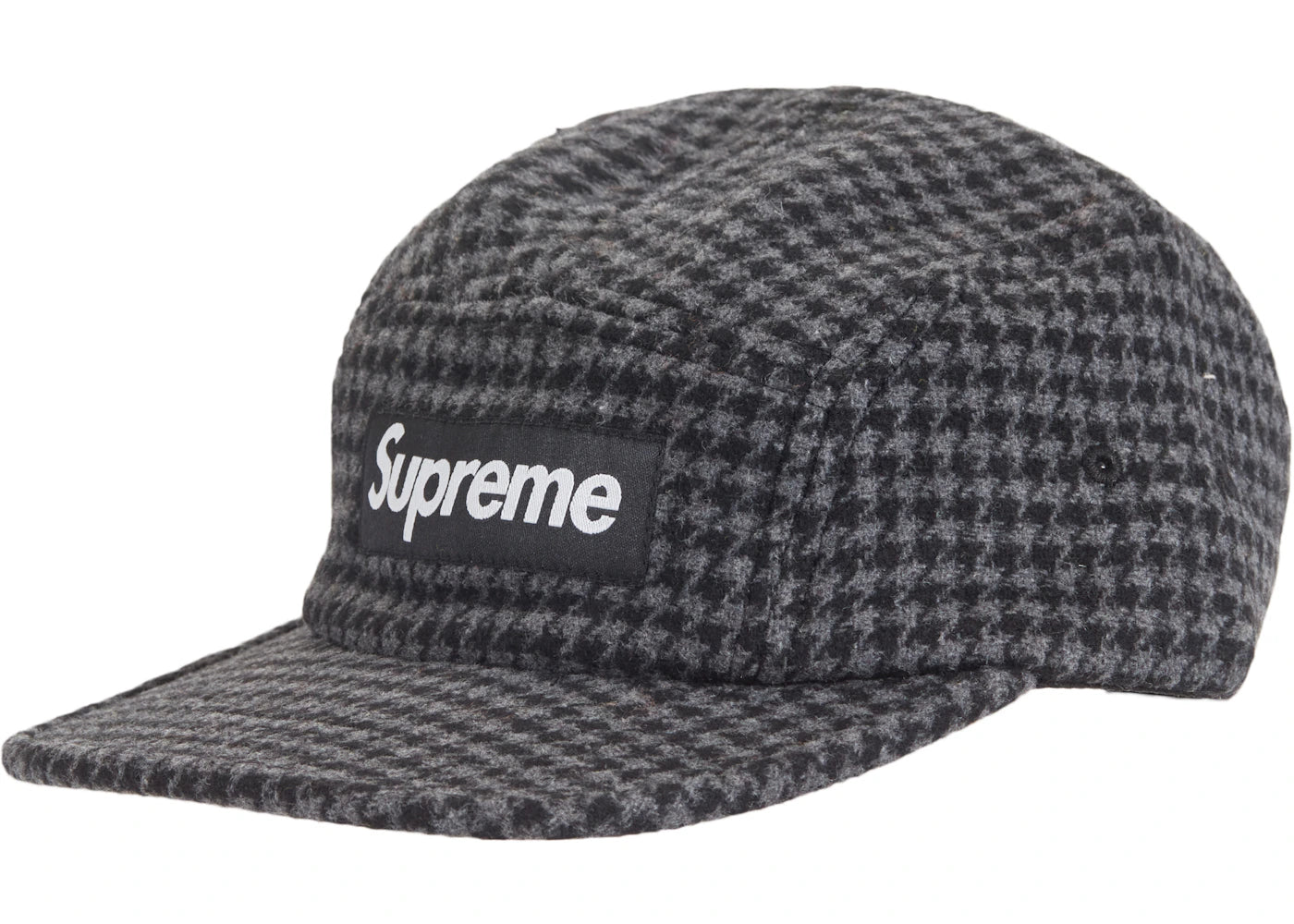 Supreme Houndstooth Wool Camp Cap Black - vue secondaire A
