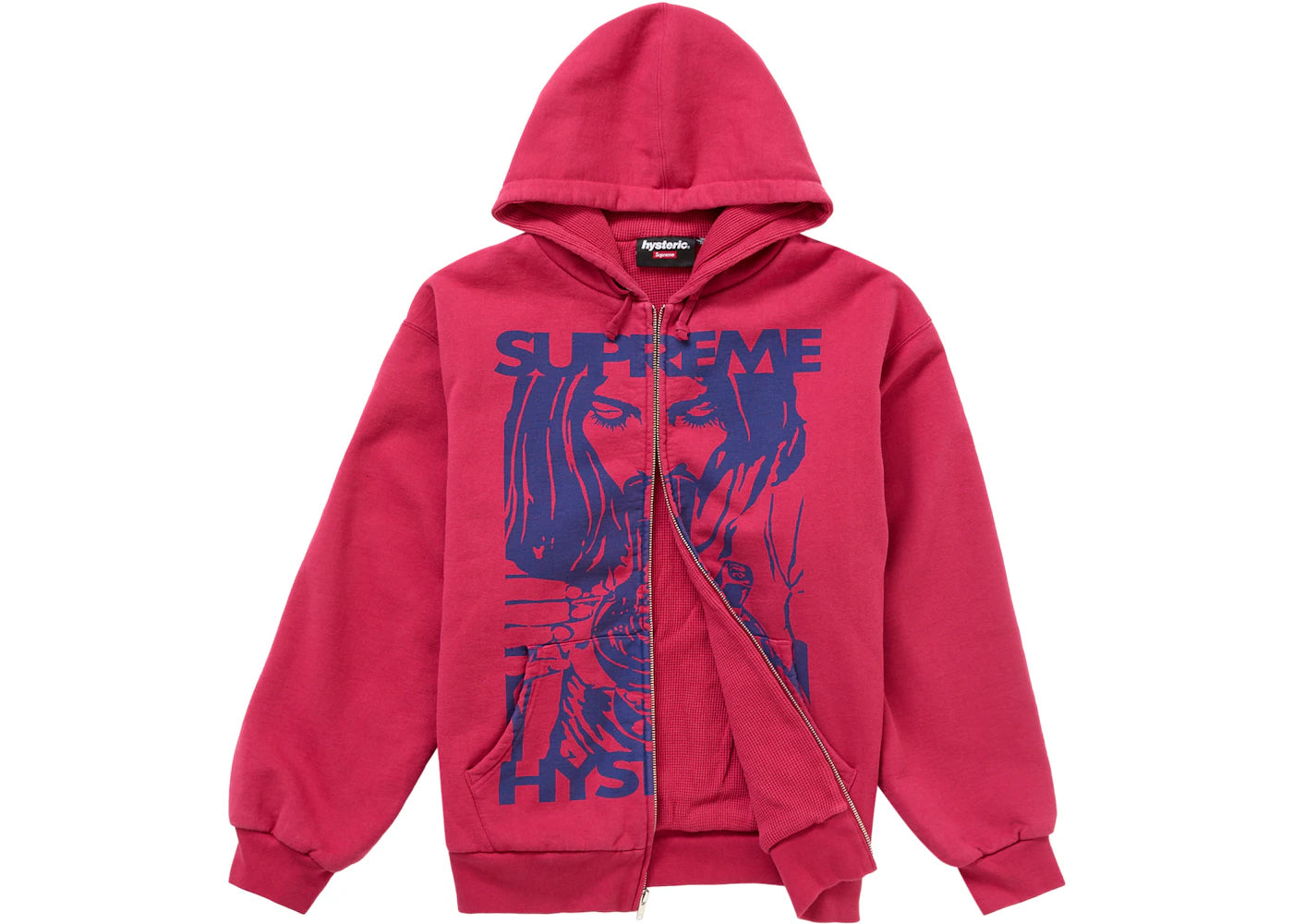 Supreme Hysteric Glamour Thermal Lined Zip Up Hooded Sweatshirt Washed Red - vue secondaire B