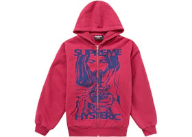 Supreme Hysteric Glamour Thermal Lined Zip Up Hooded Sweatshirt Washed Red