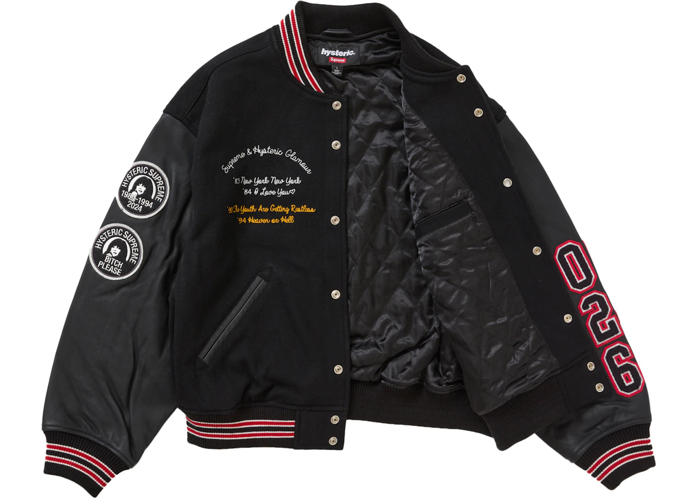 Supreme Hysteric Glamour Varsity Jacket Black - vue secondaire B