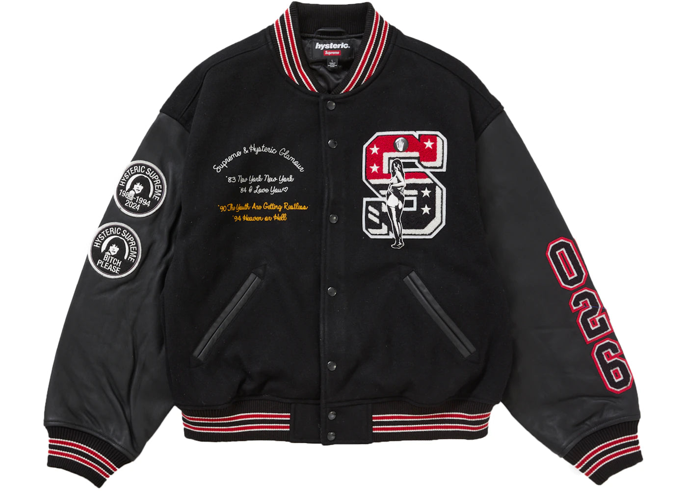 Supreme Hysteric Glamour Varsity Jacket Black - vue secondaire A