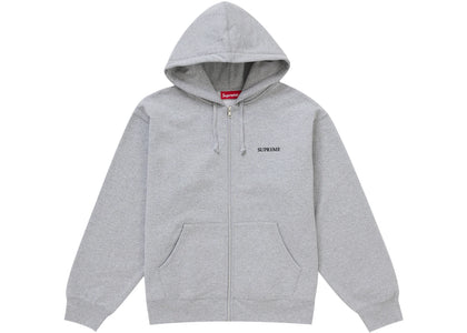 Supreme IDGAF Zip Up Hooded Sweatshirt Heather Grey - apparel view 2