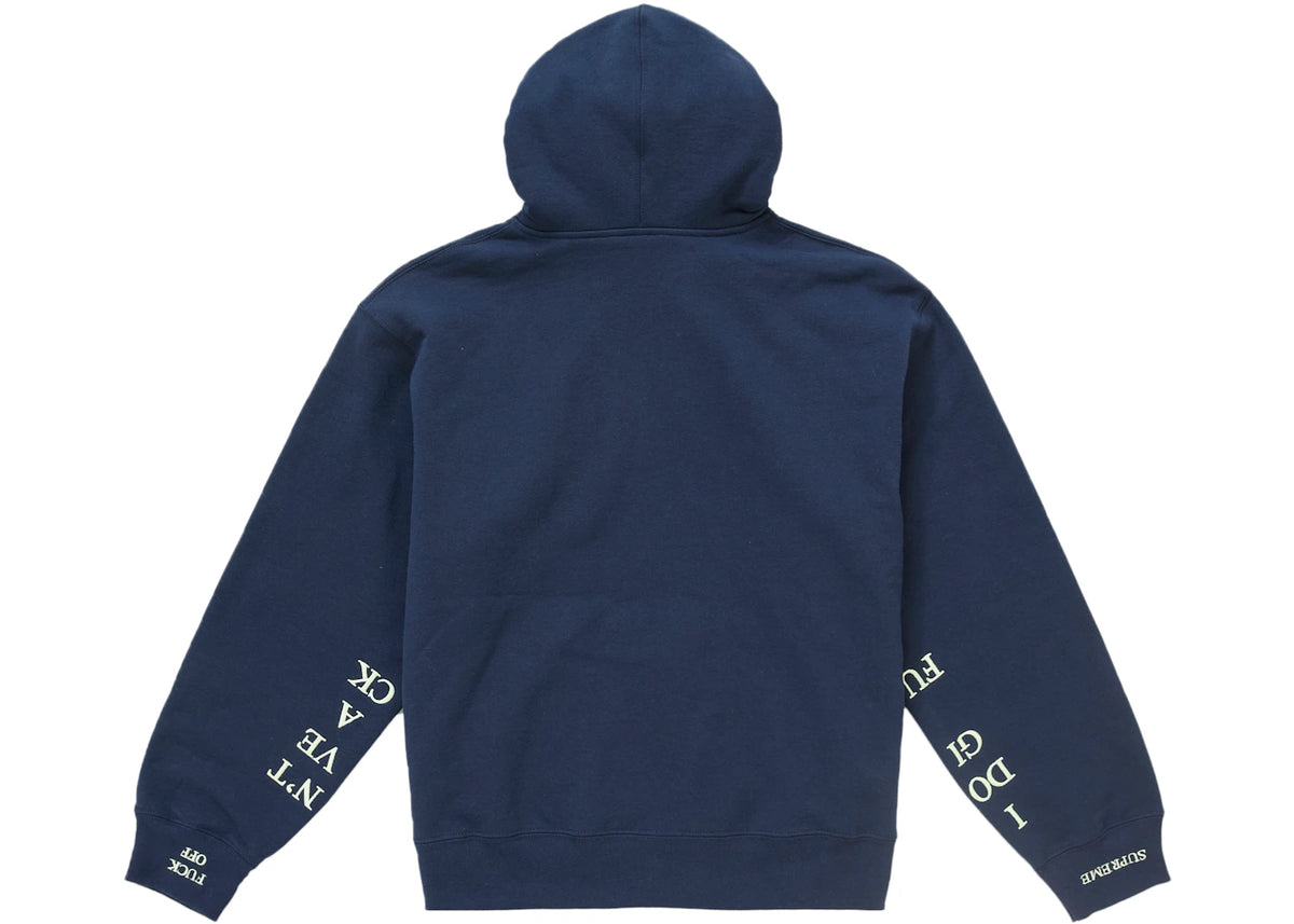 Supreme IDGAF Zip Up Hooded Sweatshirt Navy - vue secondaire A