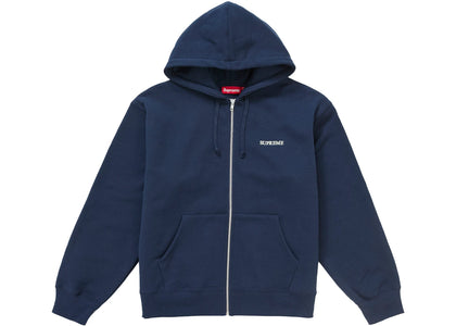 Supreme IDGAF Zip Up Hooded Sweatshirt Navy - apparel view 2
