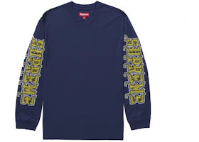 Supreme Intarsia Sleeve L/S Top (FW25) Navy - vue 360