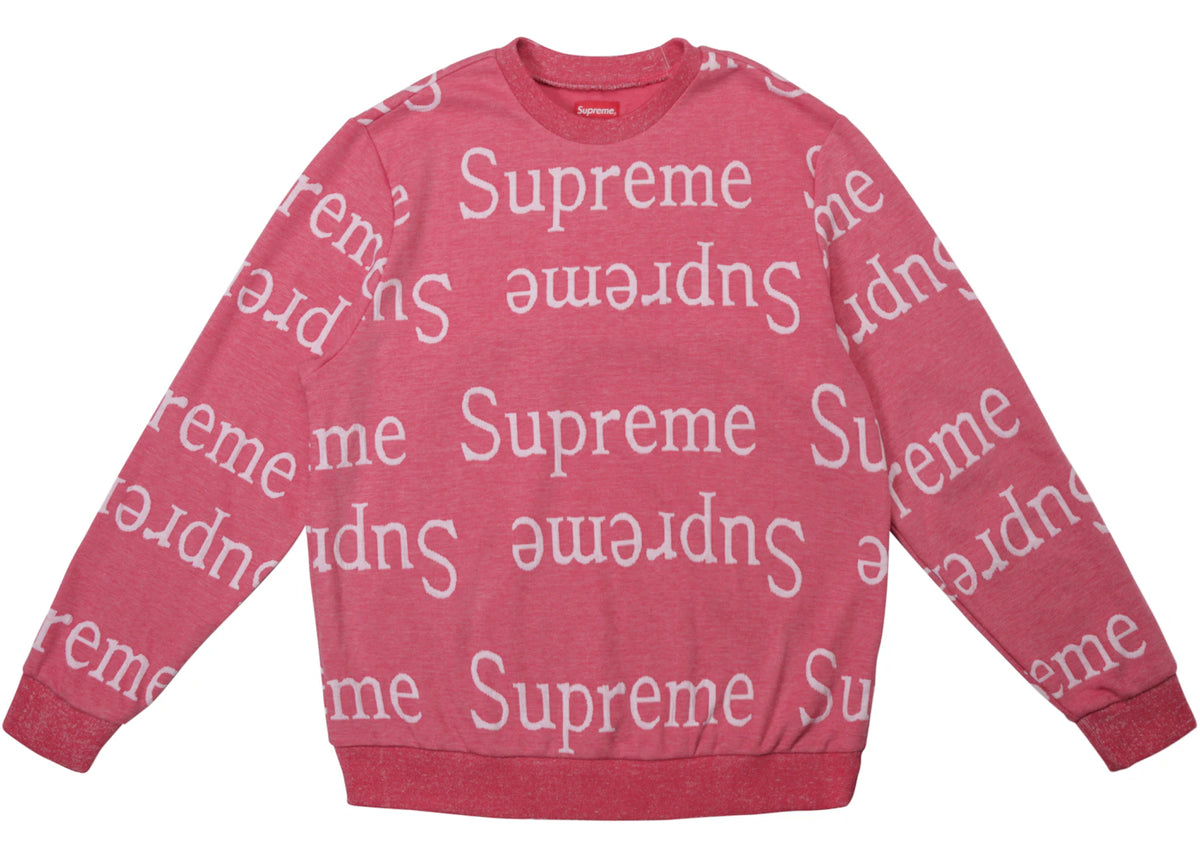 Supreme Jacquard Logo Crewneck Dark Pink - vue 360
