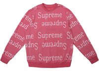 Supreme Jacquard Logo Crewneck Dark Pink