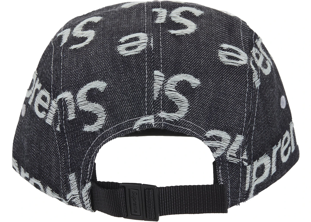 Supreme Jacquard Logos Denim Camp Cap Rigid Indigo - vue secondaire A