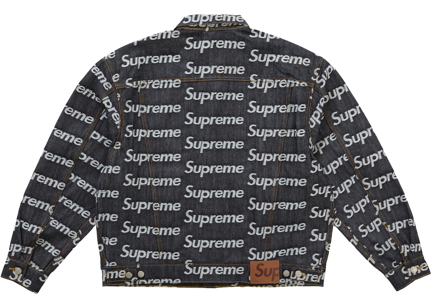 Supreme Jacquard Logos Denim Trucker Jacket Rigid Indigo - vue secondaire A