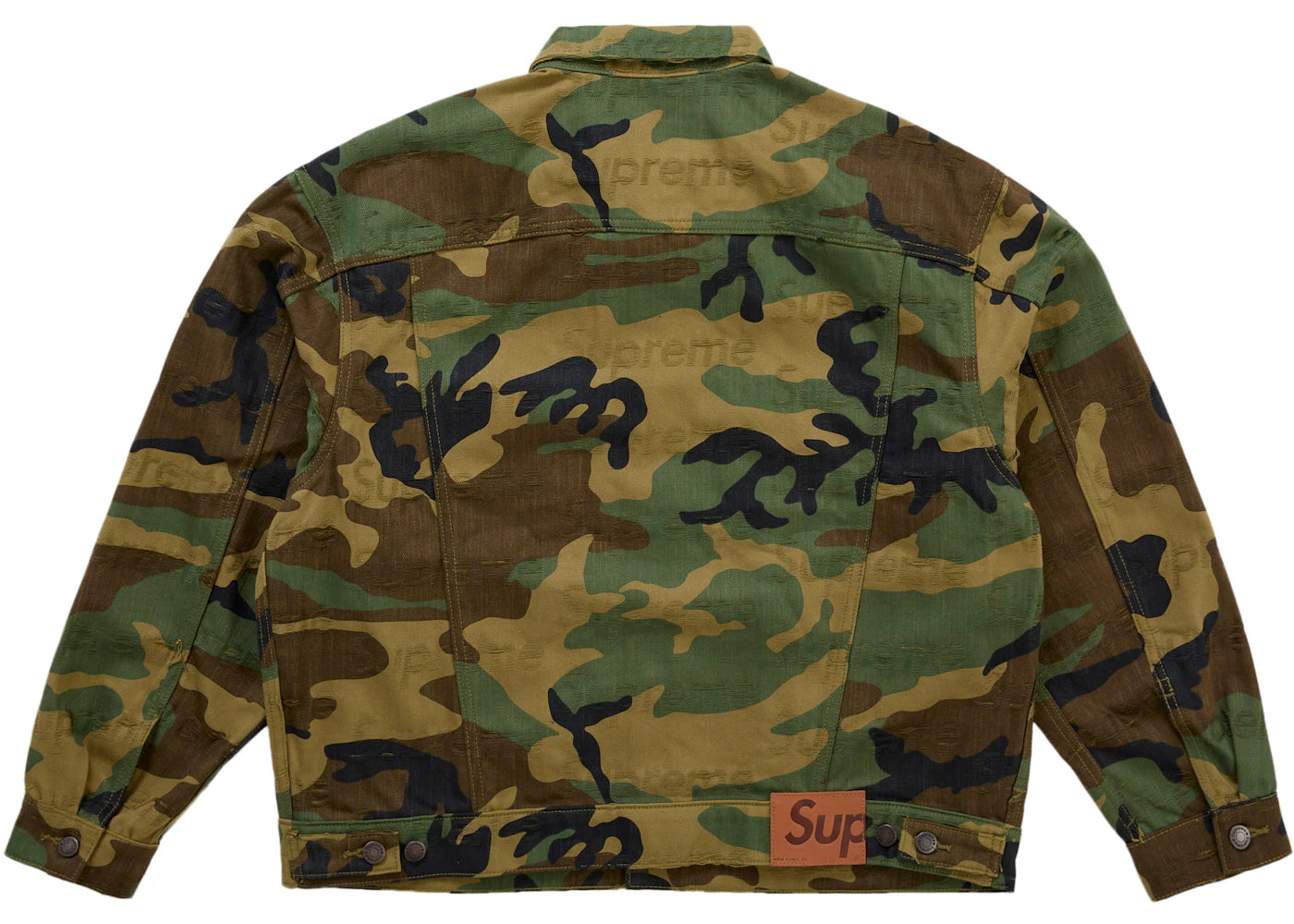 Supreme Jacquard Logos Denim Trucker Jacket Woodland Camo - vue secondaire A
