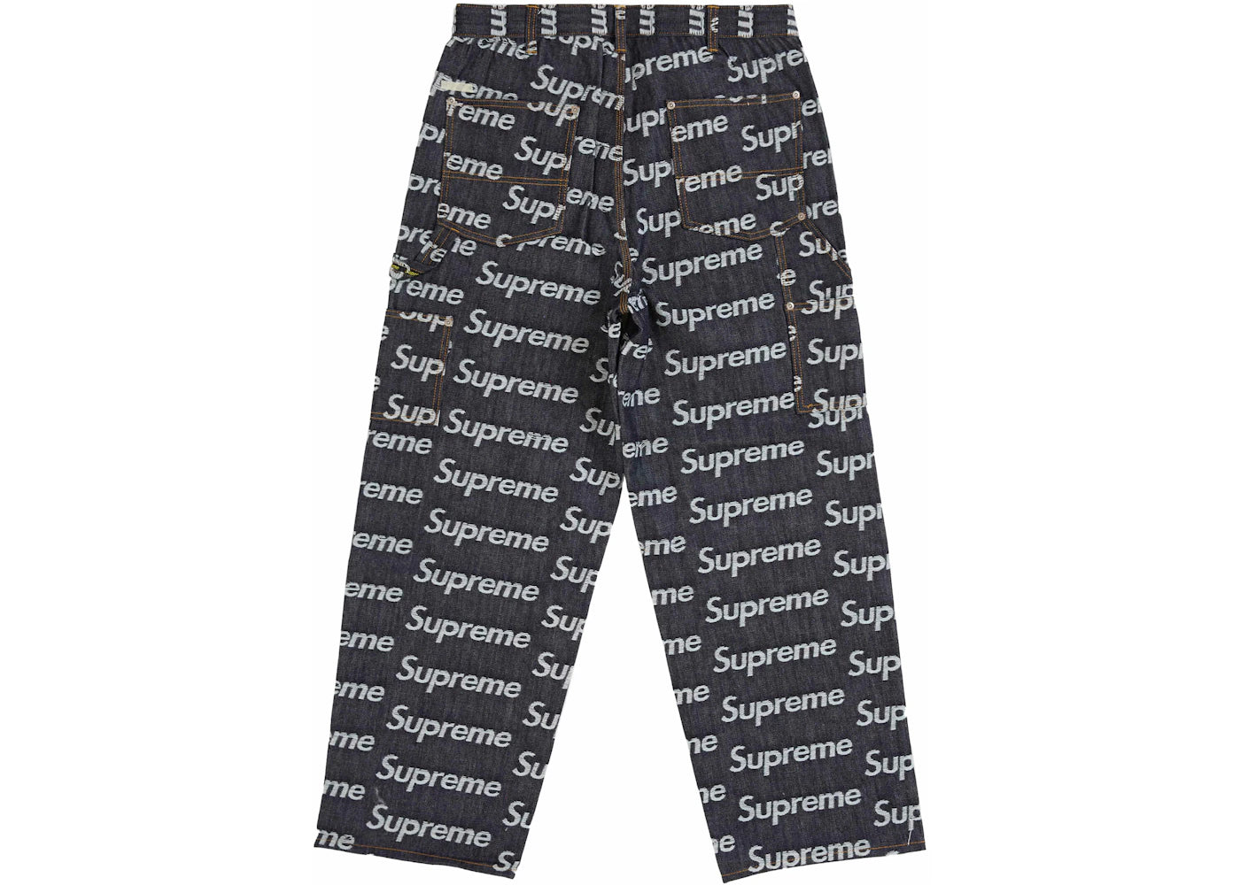 Supreme Jacquard Logos Double Knee Denim Painter Jean Rigid Indigo - vue secondaire B