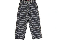 Supreme Jacquard Logos Double Knee Denim Painter Jean Rigid Indigo