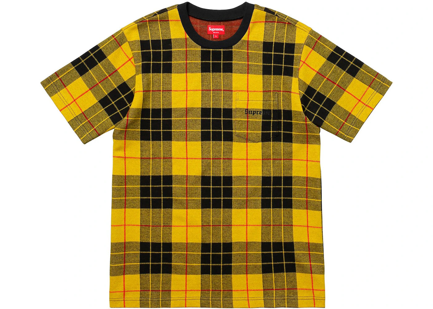 Supreme Jacquard Tartan Plaid Pocket Tee Yellow - vue secondaire A