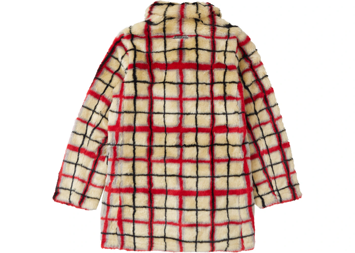 Supreme Jean Paul Gaultier Double Breasted Plaid Faux Fur Coat OffWhite - vue secondaire B