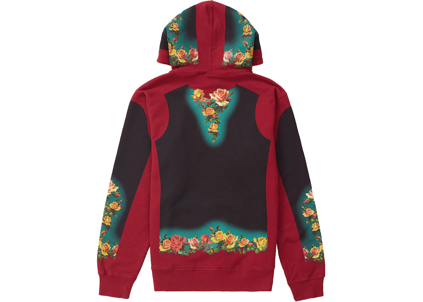 Supreme Jean Paul Gaultier Floral Print Hooded Sweatshirt Cardinal - vue secondaire B