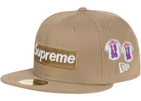 Supreme Jerseys Box Logo New Era Fitted Hat Khaki
