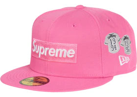 Supreme Jerseys Box Logo New Era Fitted Hat Pink - vue 360