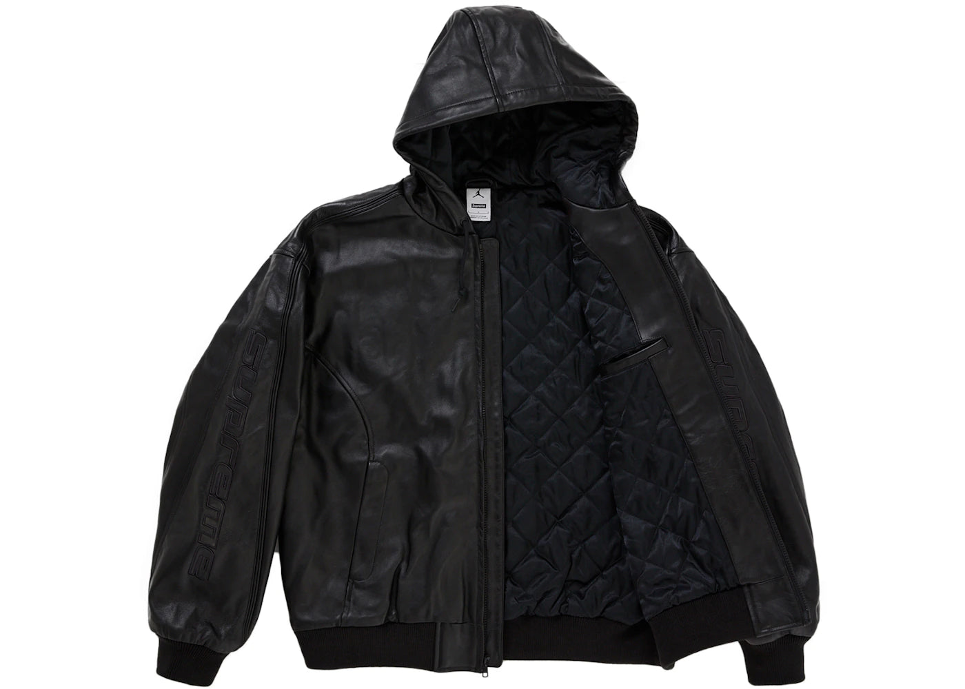 Supreme Jordan Hooded Leather Jacket (SS26) Black - vue secondaire B