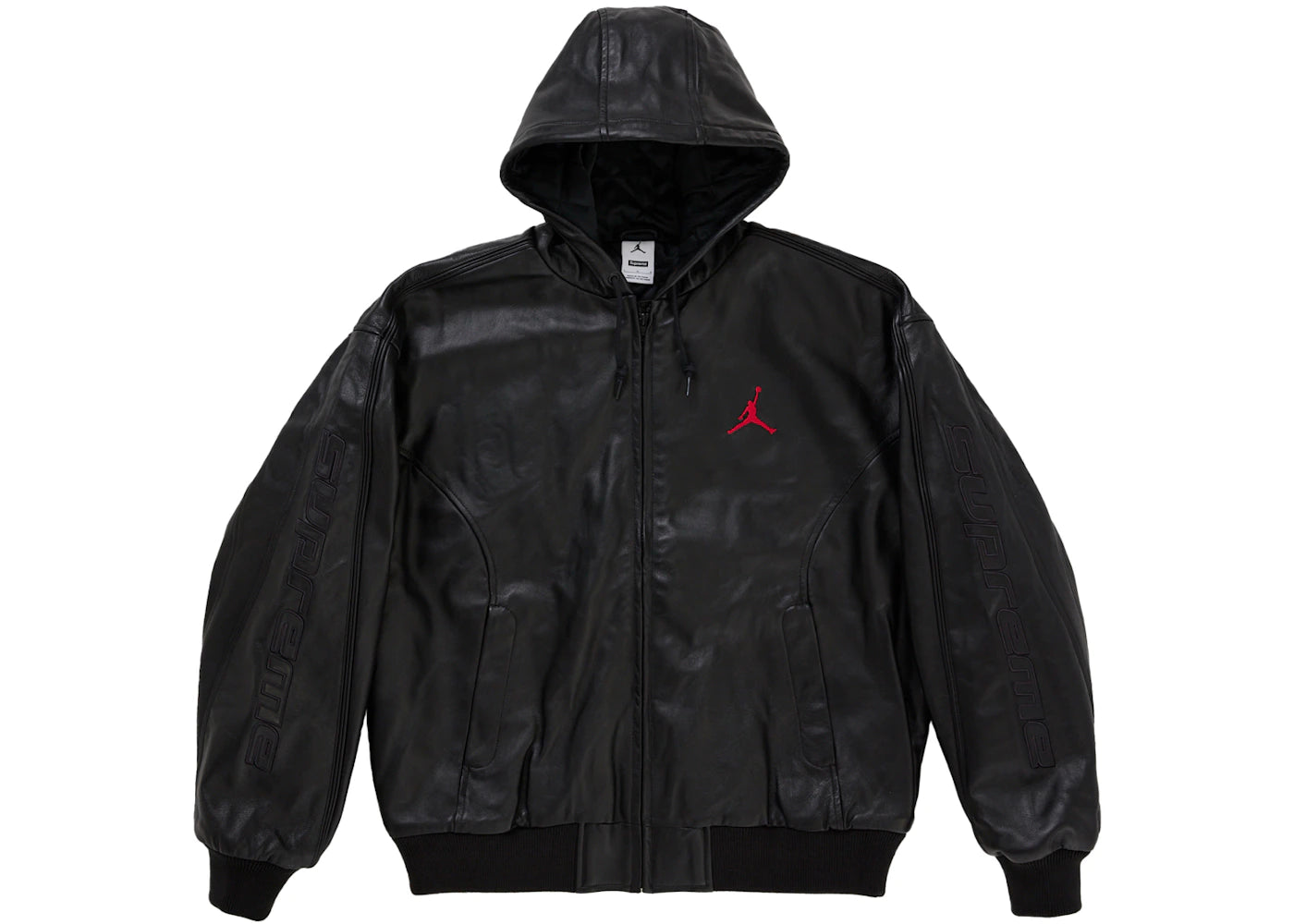 Supreme Jordan Hooded Leather Jacket (SS26) Black - vue secondaire A