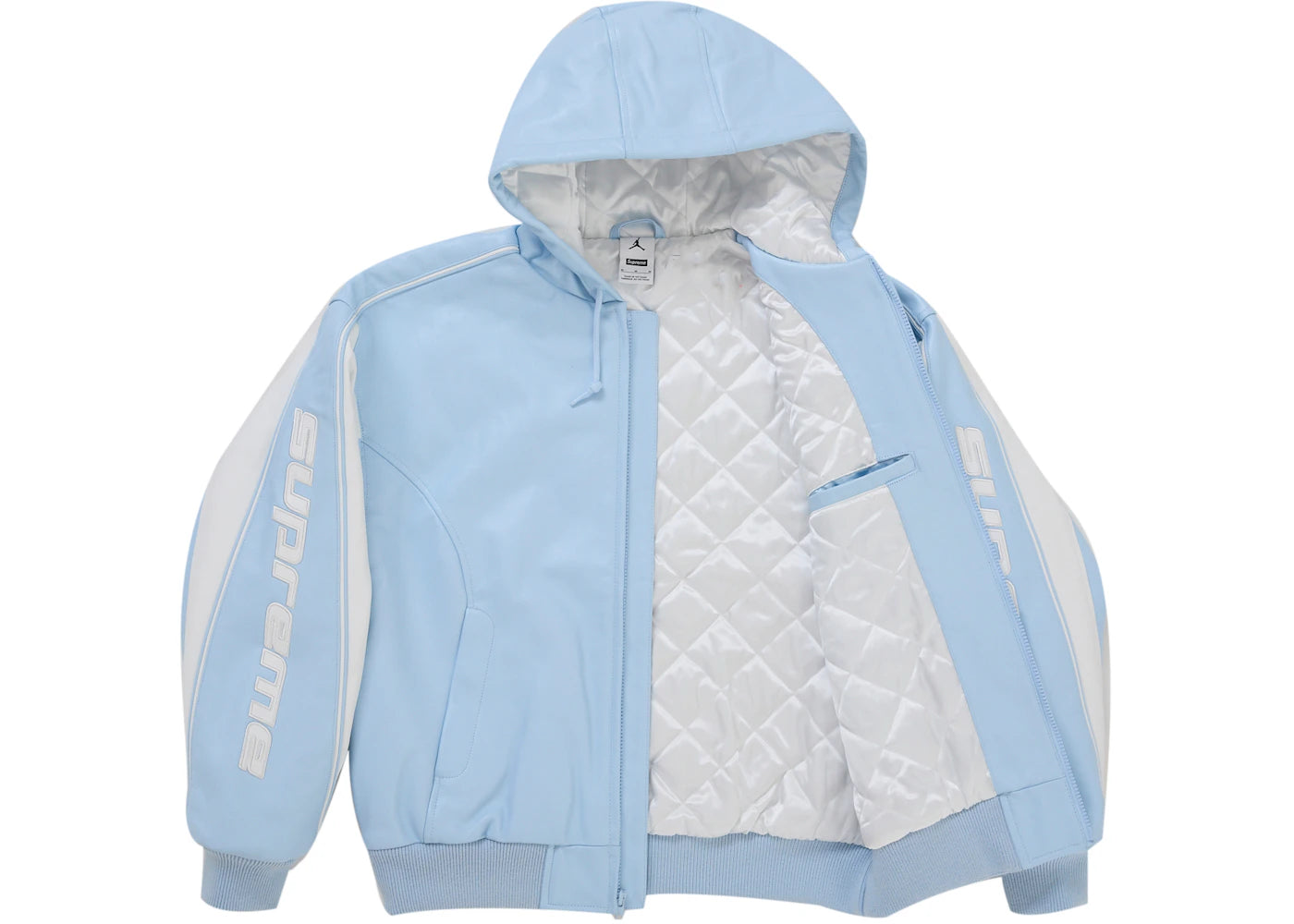Supreme Jordan Hooded Leather Jacket (SS26) Blue - vue secondaire A