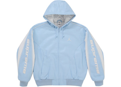 Supreme Jordan Hooded Leather Jacket (SS26) Blue - authentic Supreme apparel