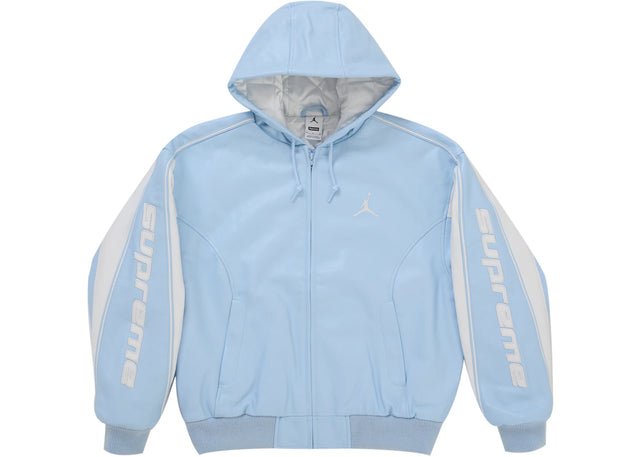 Supreme Jordan Hooded Leather Jacket (SS26) Blue