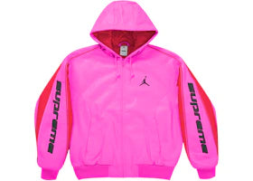 Supreme Jordan Hooded Leather Jacket (SS26) Pink