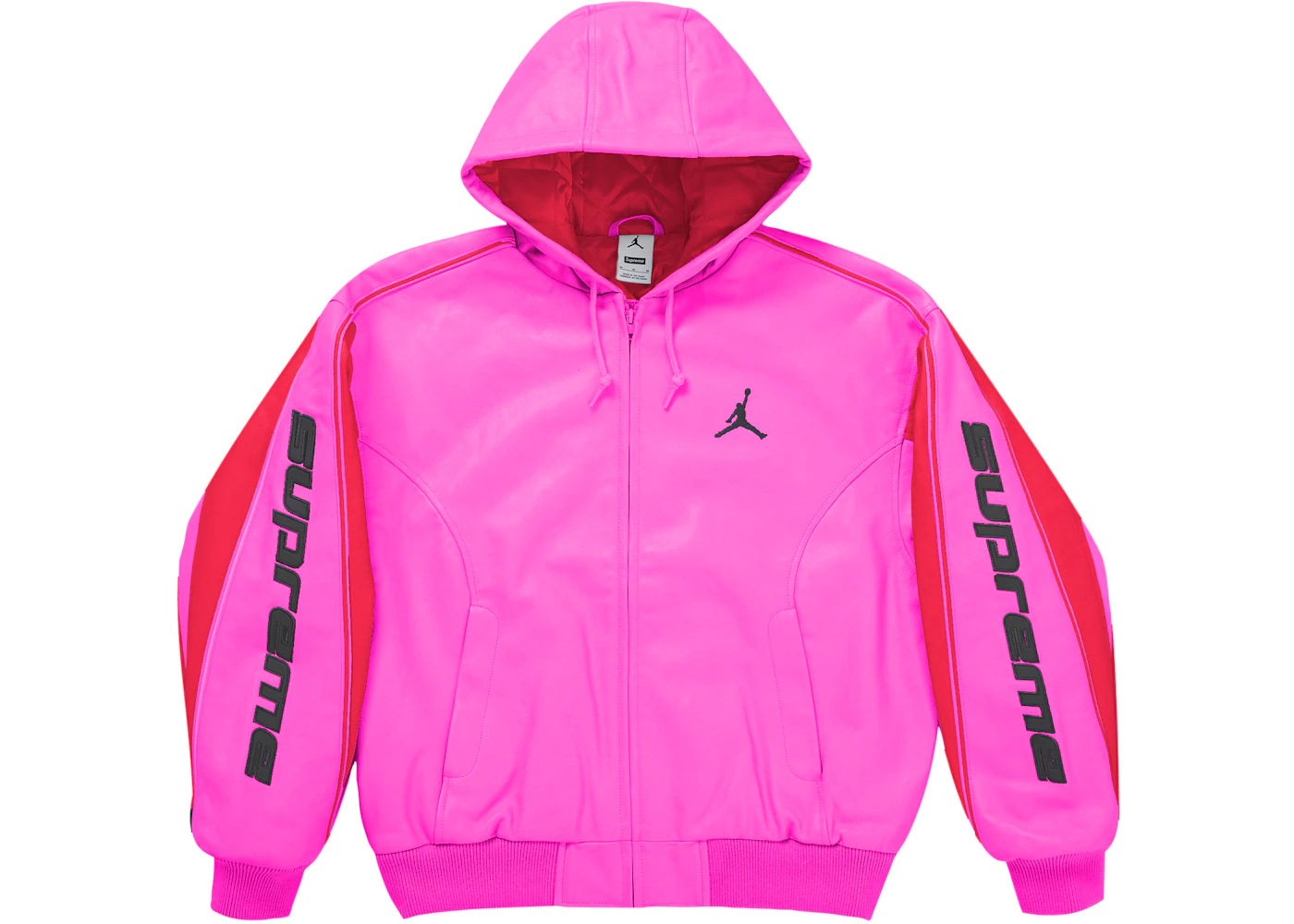 Supreme Jordan Hooded Leather Jacket (SS26) Pink - vue secondaire A