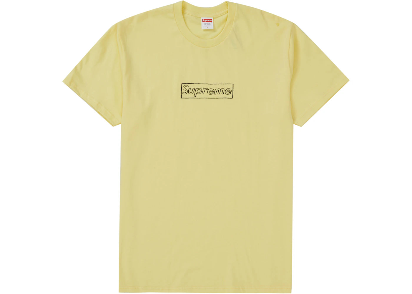 Supreme KAWS Chalk Logo Tee Pale Yellow - vue 360