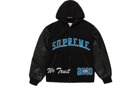Supreme King Hooded Varsity Jacket Black - apparel view 2