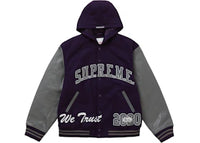 Supreme King Hooded Varsity Jacket Purple